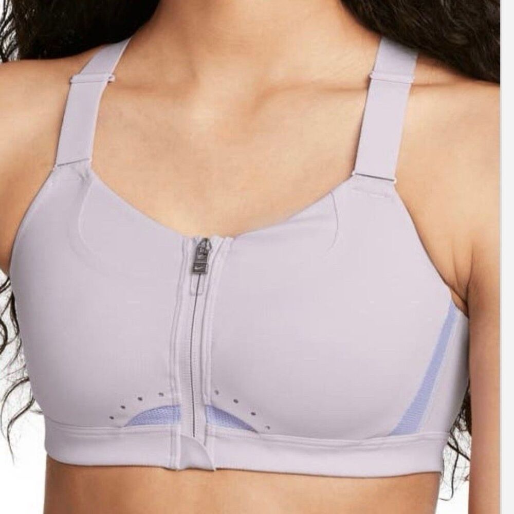 Nike Women's Training Alpha Dri-Fit High Support Sports Bra in Lilac-Purple S